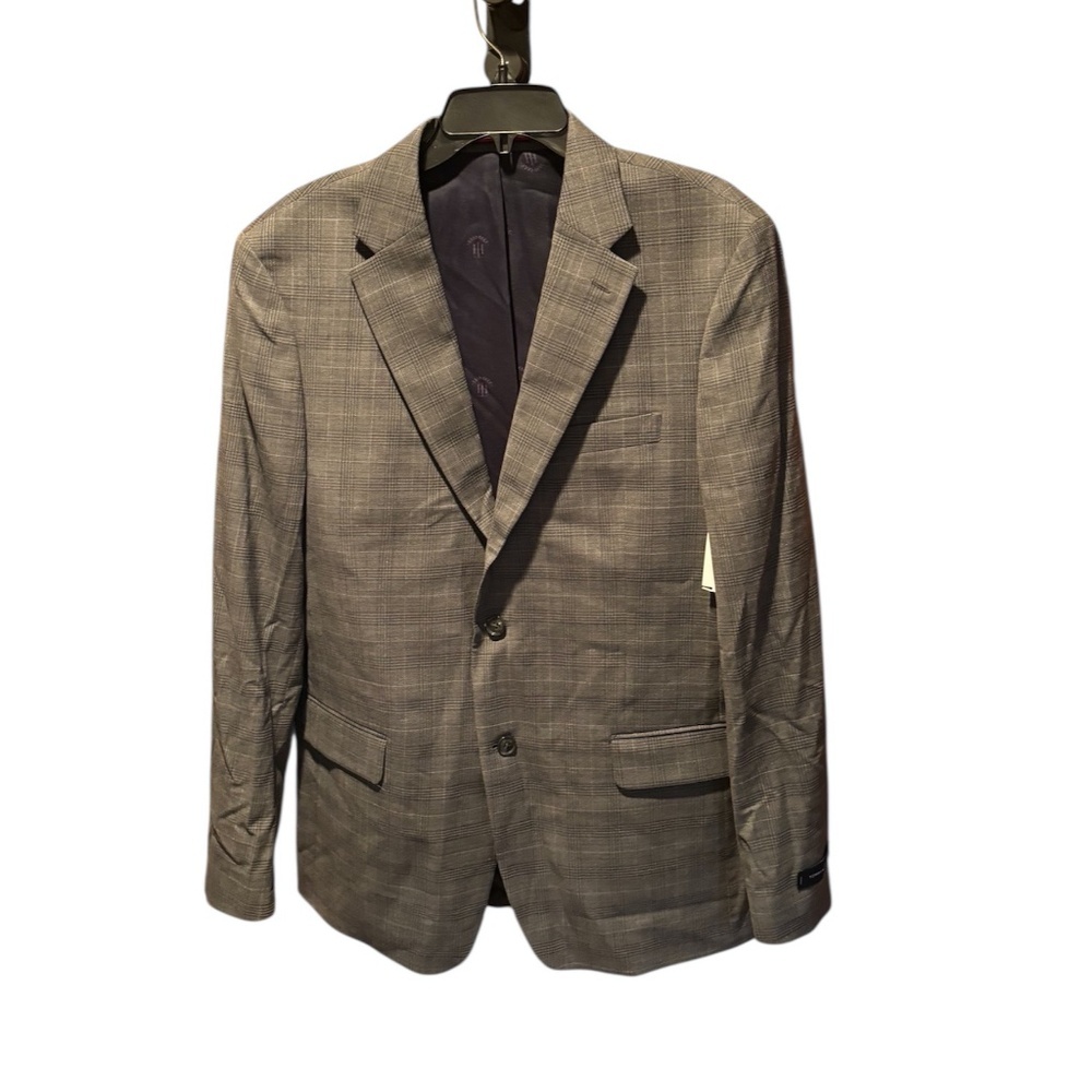 Tommy Hilfiger Men's Wool Blend Plaid Suit Jacket Blazer in Gray 42L NWOT